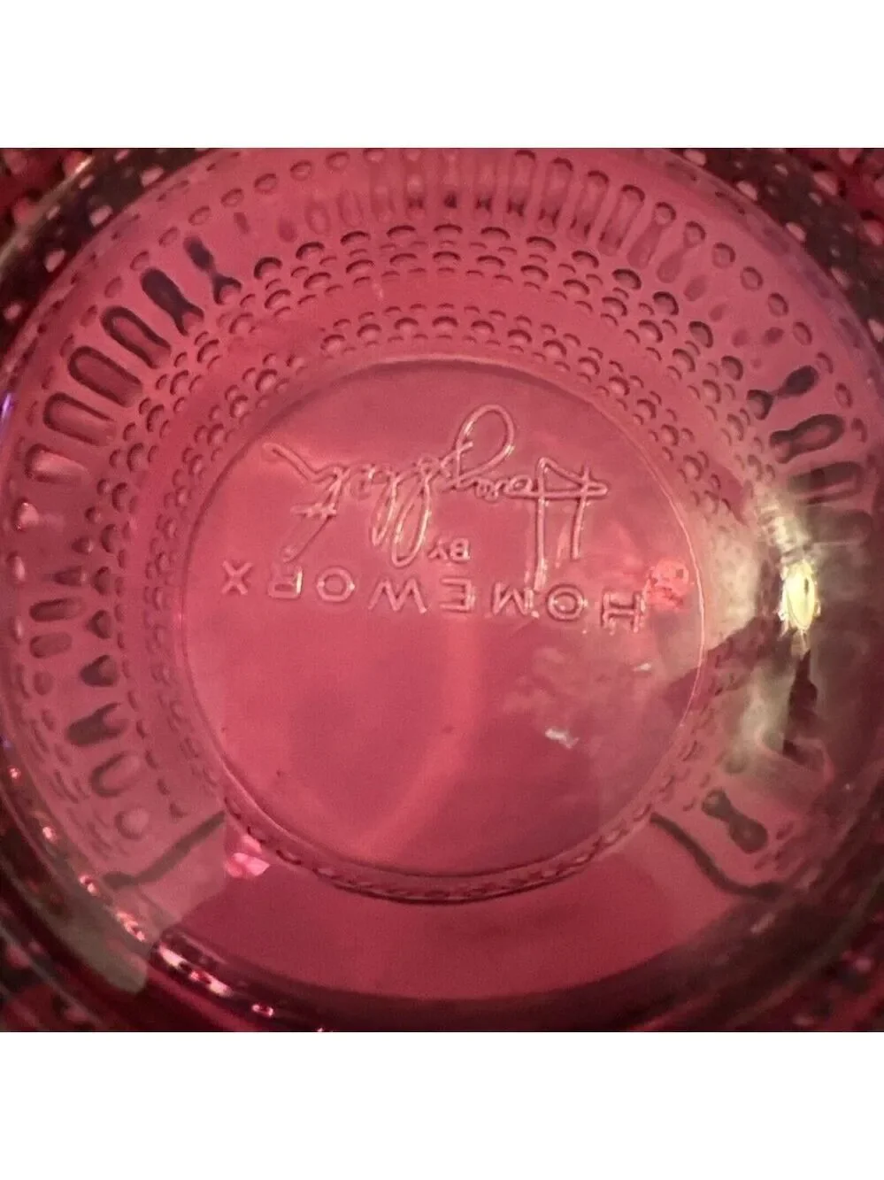 HomeWorx by Harry Slatkin Cranberry Glass Candle Holder w/ lid no candle see pic